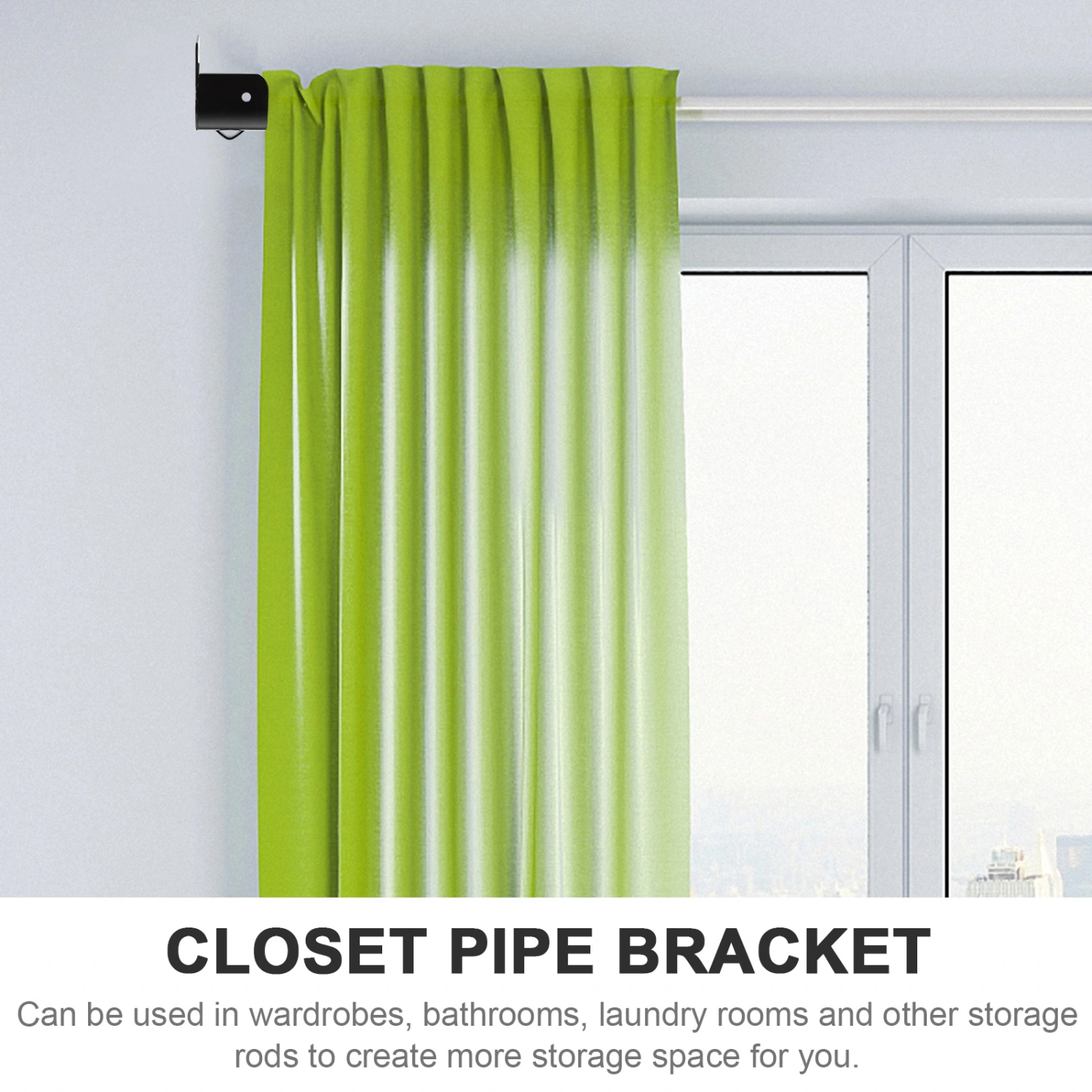 4pcs Closet Rod Socket Shower Curtain Rod Bracket Iron Closet Rod Support