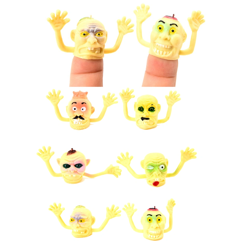 6pcs Finger Puppets Funny Simulation Zombie Finger Props Halloween Witch Interactive Toy Props Creative Finger Toy for Kid Child (Yellow Ghost Head)