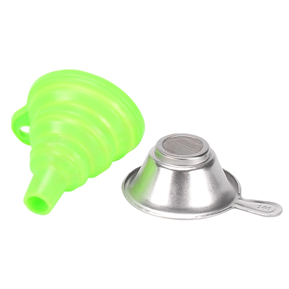 2 in 1 Resin Transferring Funnel Set Silicone Foldable Funnel Metal Funnel for DLP SLA UV Photocuring 3D Printer Part (Green)