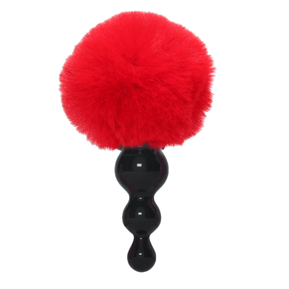 Women Men Anal Plug Simulation Rabbit Hairy Ball Anal Masturbation Device Rubber Anales Trainer Beginner Couple Game Cosplay Prop (Black+Red)