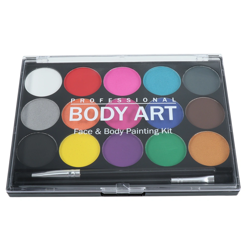 15 Colors Water Based Body Paint Set Face Paint Kit with Painting Brush for Adults and Children