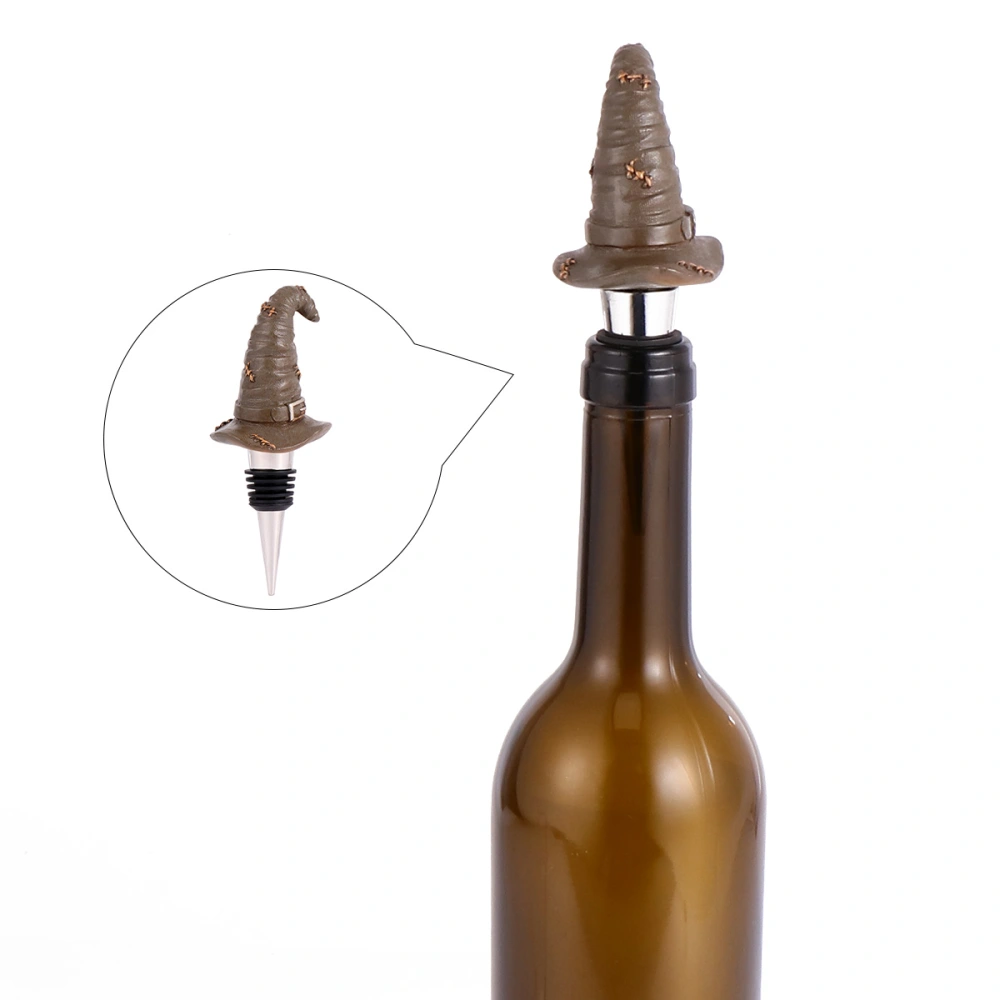 1pc Halloween Skull Alloy Bottle Stopper Witch Hat Wine Stopper (As Shown)