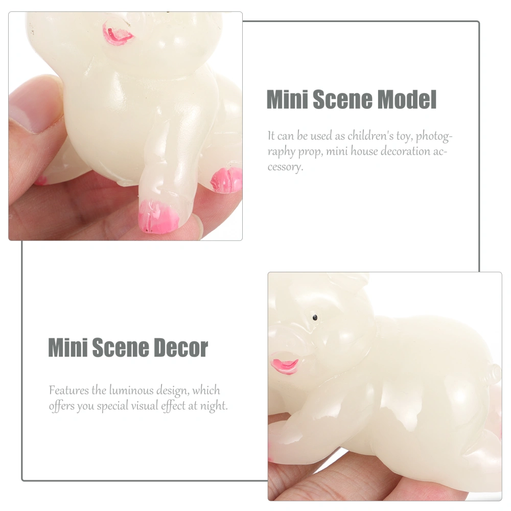 4pcs Miniature Resin Pig Ornaments Noctilucence Animal Figure Pig Ornaments