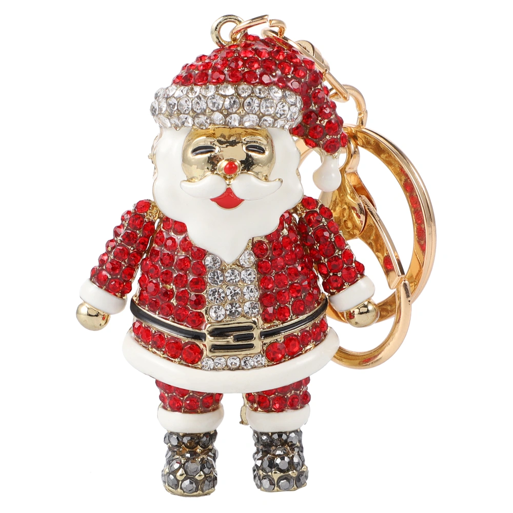 1 Pc Creative Bag Hanging Pendants Santa Clause Crystal Alloy Key Chains