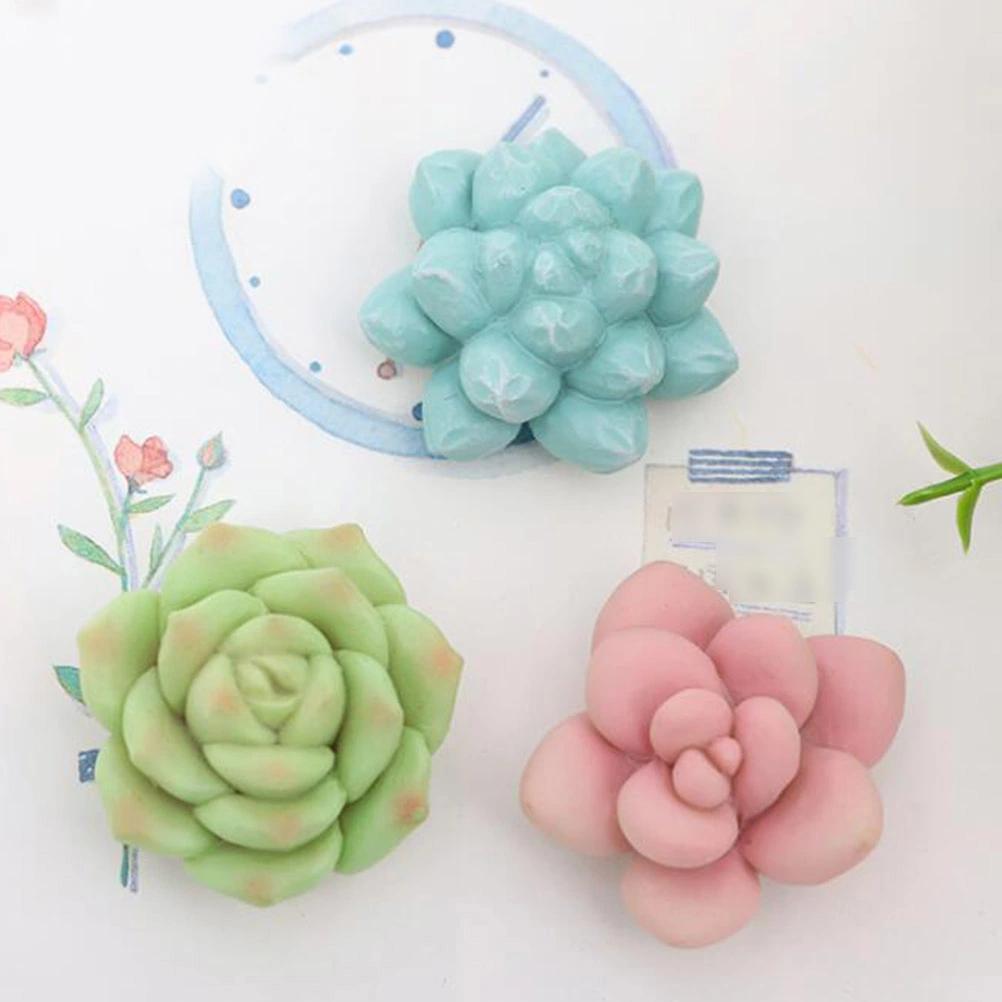4pcs Simulation Succulents Fridge Magnet Magnet Sticker Lovely Plant Refrigerator Magnets Home Decoration