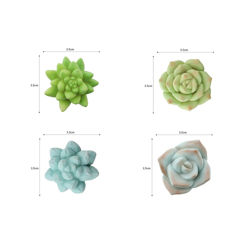 4pcs Simulation Succulents Fridge Magnet Magnet Sticker Lovely Plant Refrigerator Magnets Home Decoration