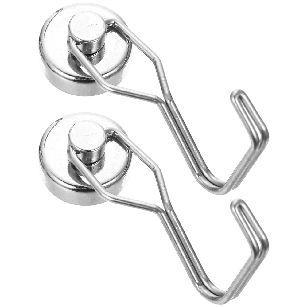 2Pcs Magnetic Hooks Household Rotating Hooks Stainless Steel Hooks Kitchen Refrigerator Hooks