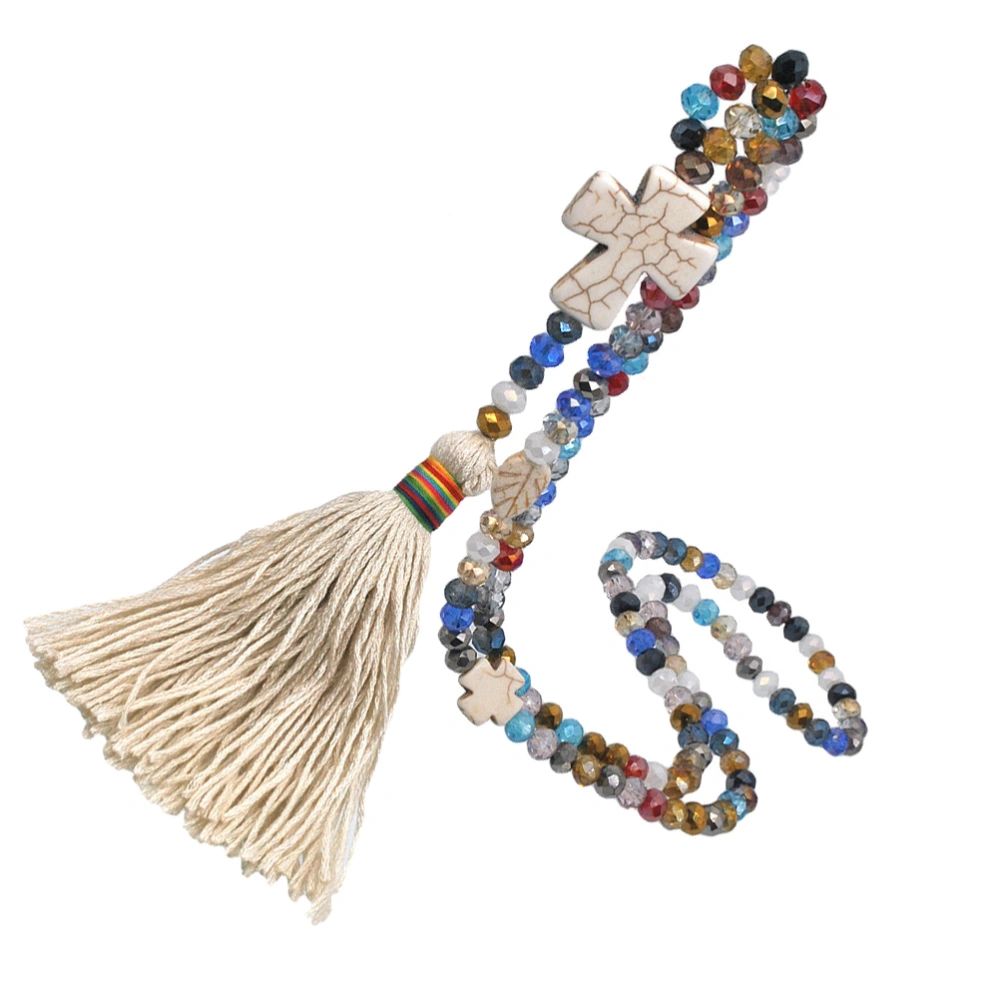 1Pc Tassel Colorful Crystal Necklace Bohemian Neck Chain Women Sweater Pendant