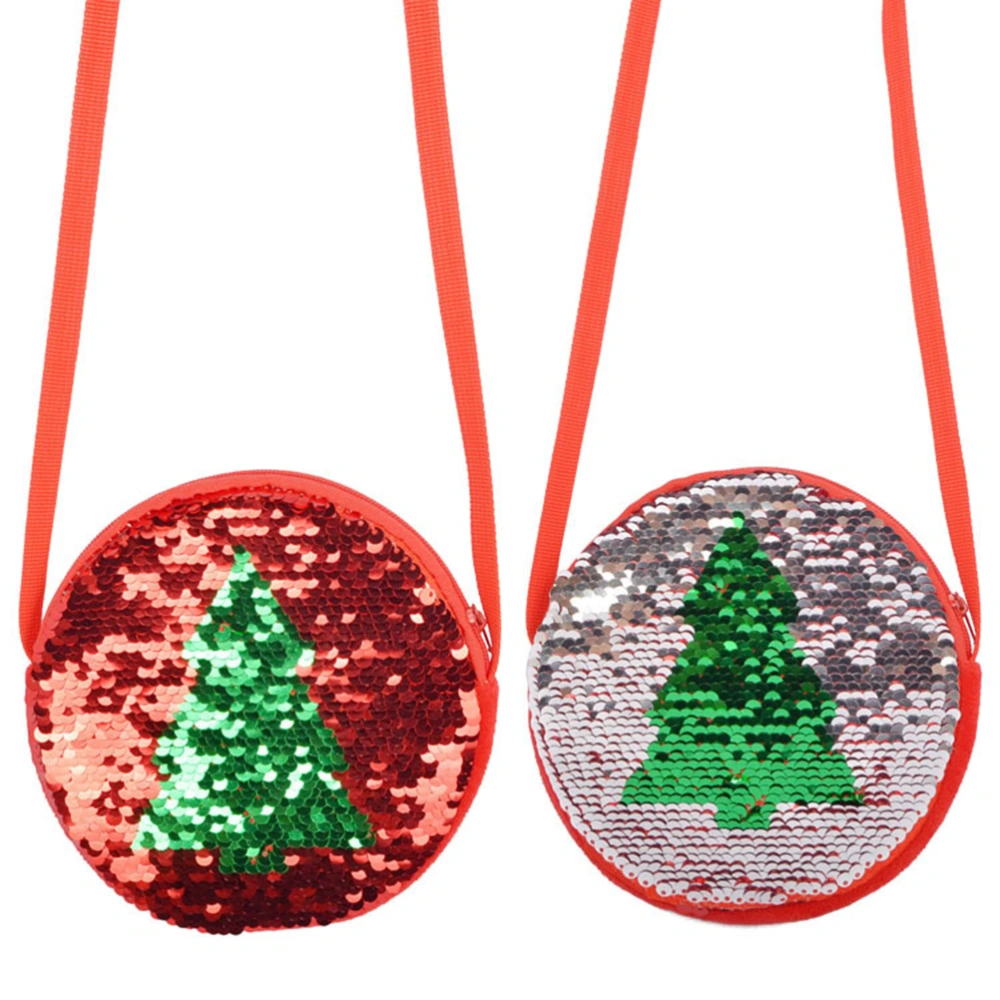 2Pcs Exquisite Sequins Crossbody Bags Creative Christmas Tree Pattern Messenger Bags Children Coin Purses