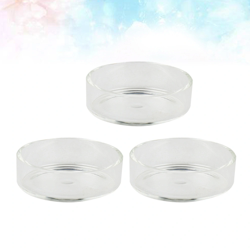 3pcs Round Shrimp Food Glass Bowl Crystal Shrimp Feeding Bowl Shrimp Tank Ornament Shrimp Supplies