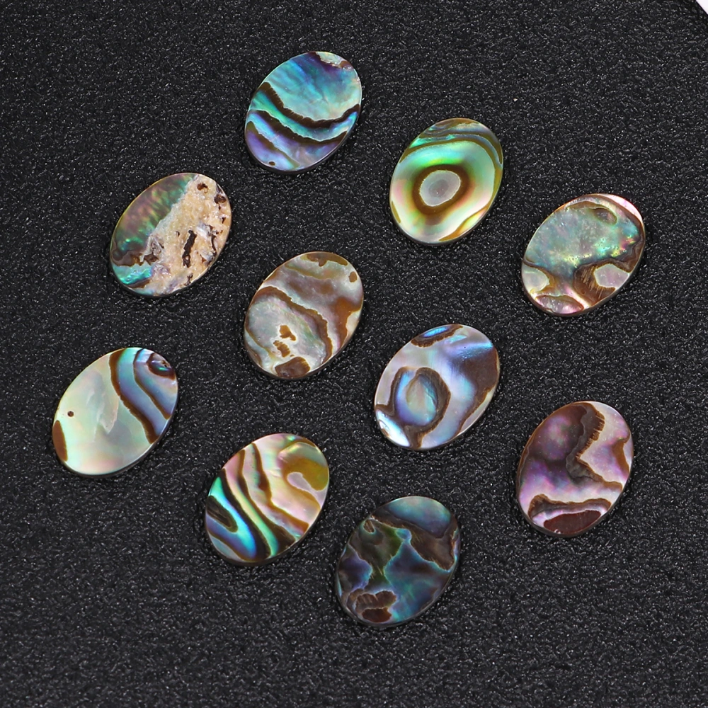 10pcs Shell Jewelry Accessories Oval Abalone Shell Colorful Decorative Jewelry Accessories DIY Accessories for Earrings Necklace (Colorful, 10x14mm)