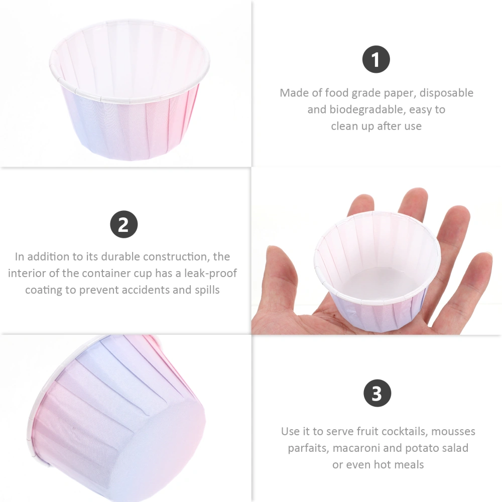 100pcs Paper Cake Muffin Cups Round Rimmed Muffin Containers Ice Cream Cups