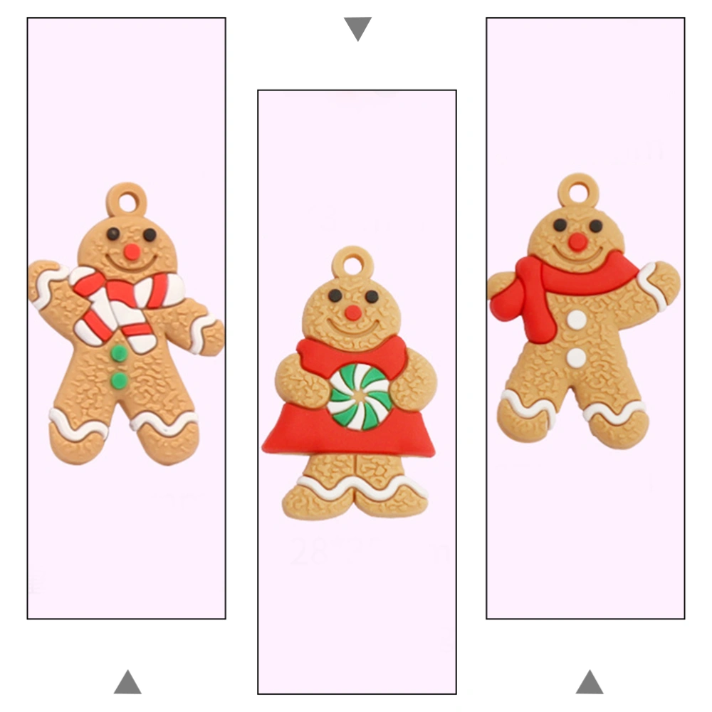 12Pcs Gingerbread Man Pendant Festival Hanging Decor Christmas Tree Decor(Khaki)