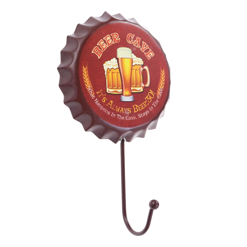 Retro Wrought Iron Beer Bottle Caps Decorative Hooks Creative Bag Organizer Hanging Hooks Key Holder Bar Decoration Clothes Rack Wall Hook(T-51207)