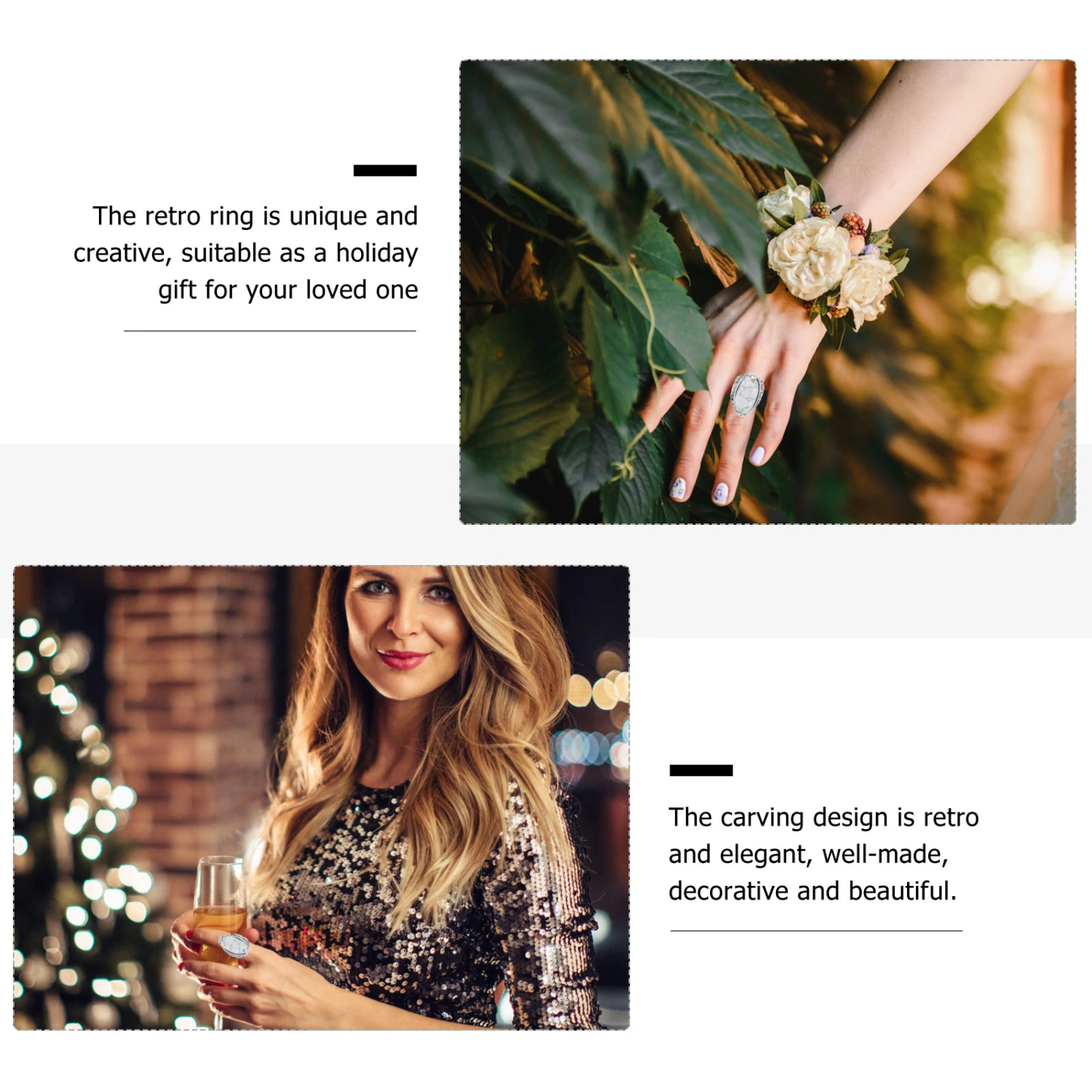 Elegant Turquoise Ring Bohemian Style Carving Ring Fashion Lady Ring Jewelry