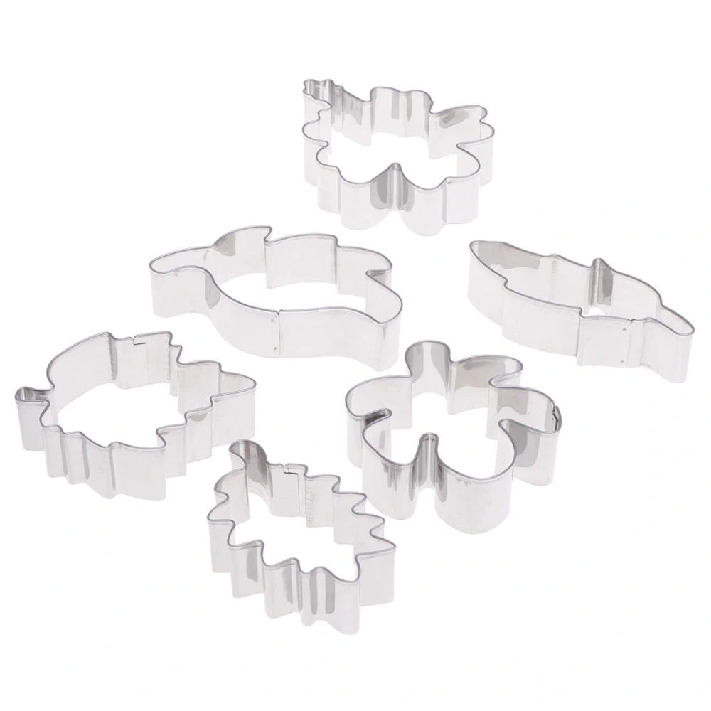 6 Pcs 430 Stainless Steel Cookie Cutter Molds Tree Leaves Shape Design DIY Chocolate Moulds Cupcake Dessert Baking Mold (Silver)