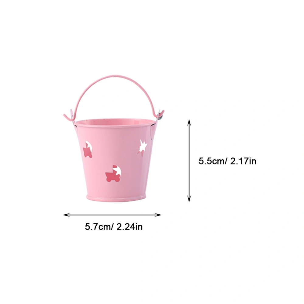 10pcs Desktop Buckets Hollow Creative Mini Iron Buckets Sugar Storage Buckets for Home Wedding (Blue and Pink, each Color Has 5pcs)