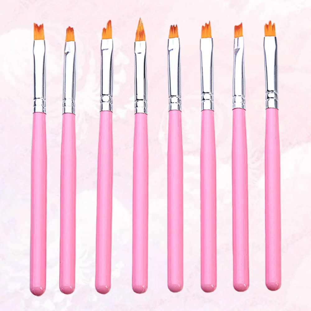 1 Set/8pcs Convenient Nail Art Pen Brush Nail Painting Tool Nail Art Tool Nail Art Accessories Supplies for Women Female (Pink)