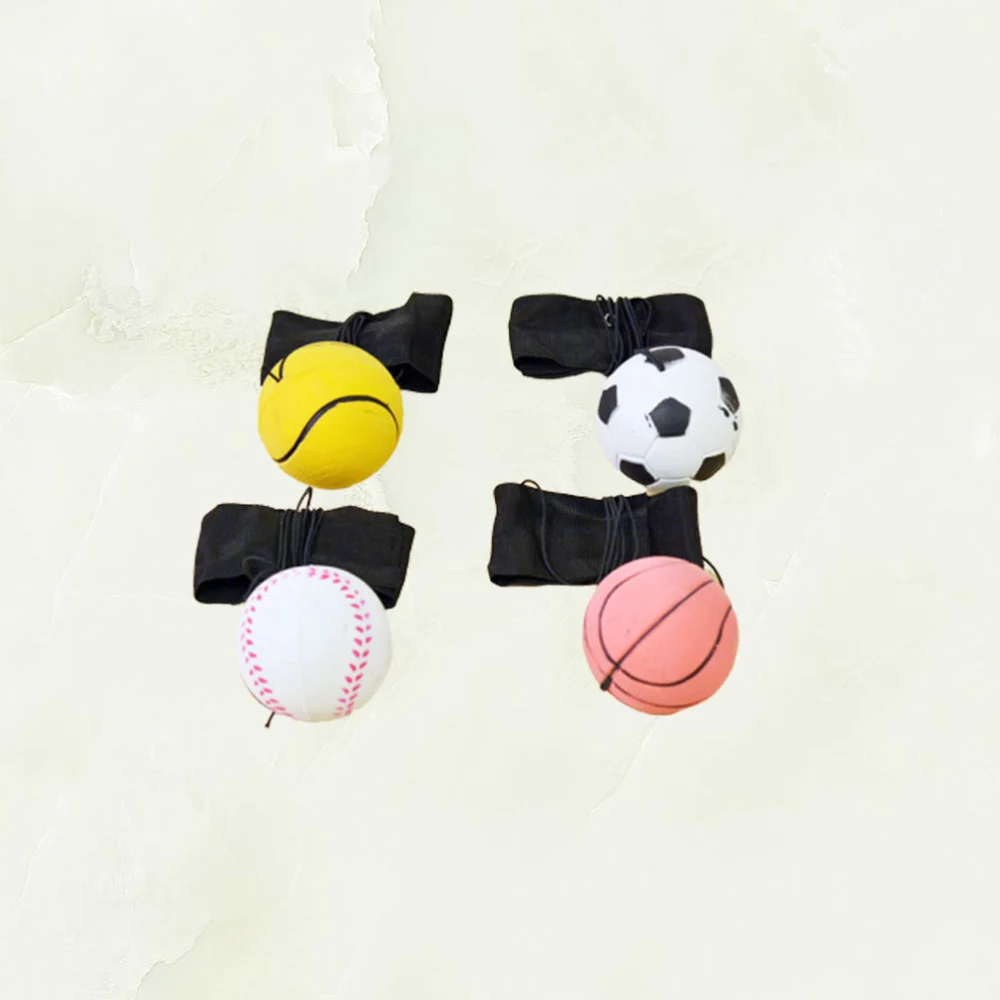 4pcs Throwing Ball Toys Elastic Bracelet Ball Wrist Wear Vent Balls Creative Emotion Relaxer with Rope Random Pattern