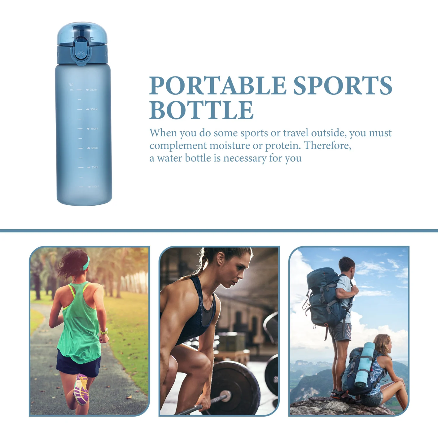 Outdoor Water Bottle Drinking Bottle Portable Sports Bottle Fitness Water Bottle