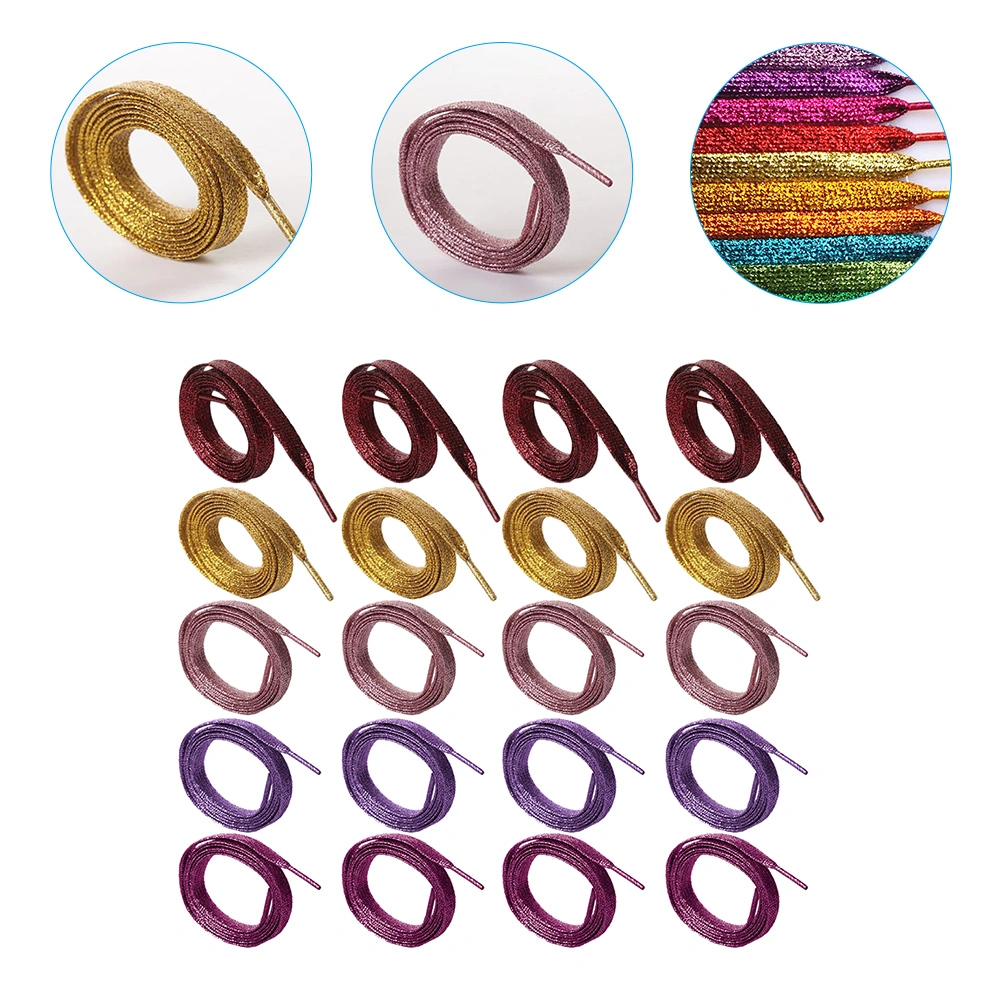 10 Pairs of Shiny Shoe Laces Flat Glitter Shoe Laces Decorative Shoe Laces Colored Shoe Laces