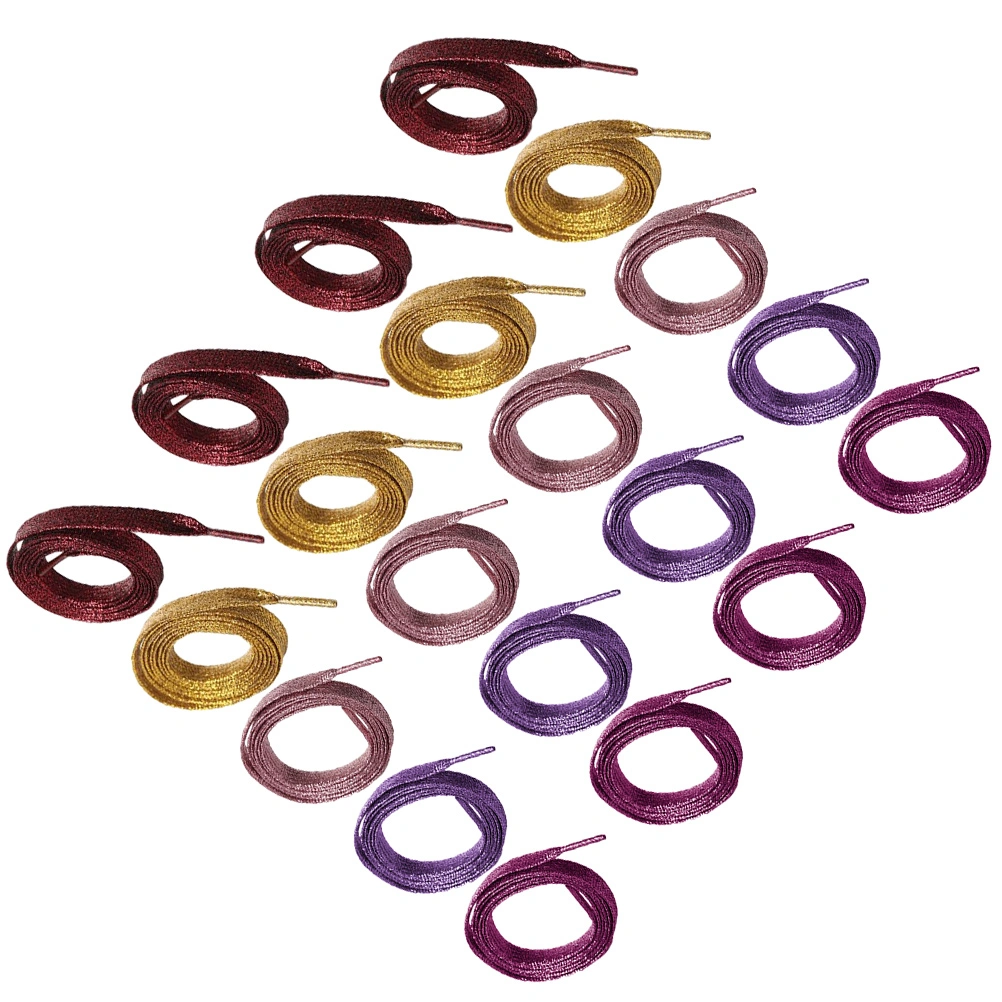 10 Pairs of Shiny Shoe Laces Flat Glitter Shoe Laces Decorative Shoe Laces Colored Shoe Laces