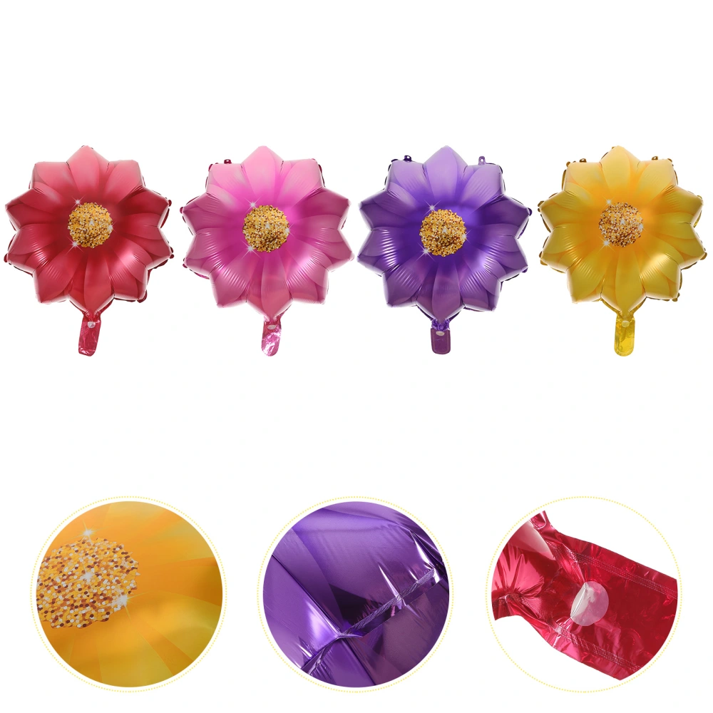 12pcs Sunflower Balloons Aluminum Film Flower Balloons Party Decorative Props