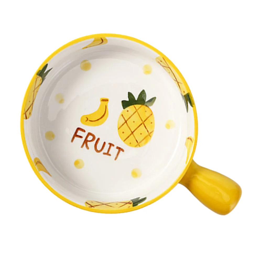 1pc Fruit Salad Ceramic Bowl Microwave Oven Cutlery Storage Bowl Pineapple Bowl