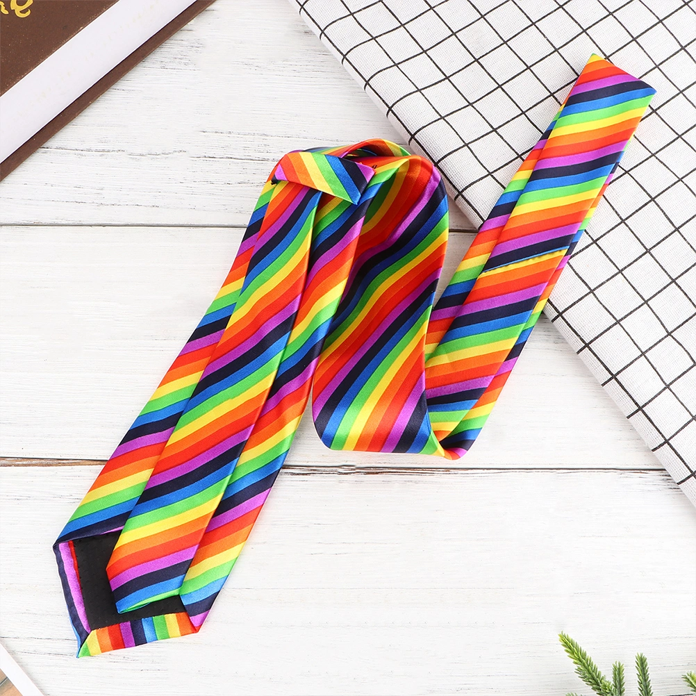 1pc 5cm Width Necktie Casual Rainbow Printing Tie Fashion Necktie Costume Props Party Necktie