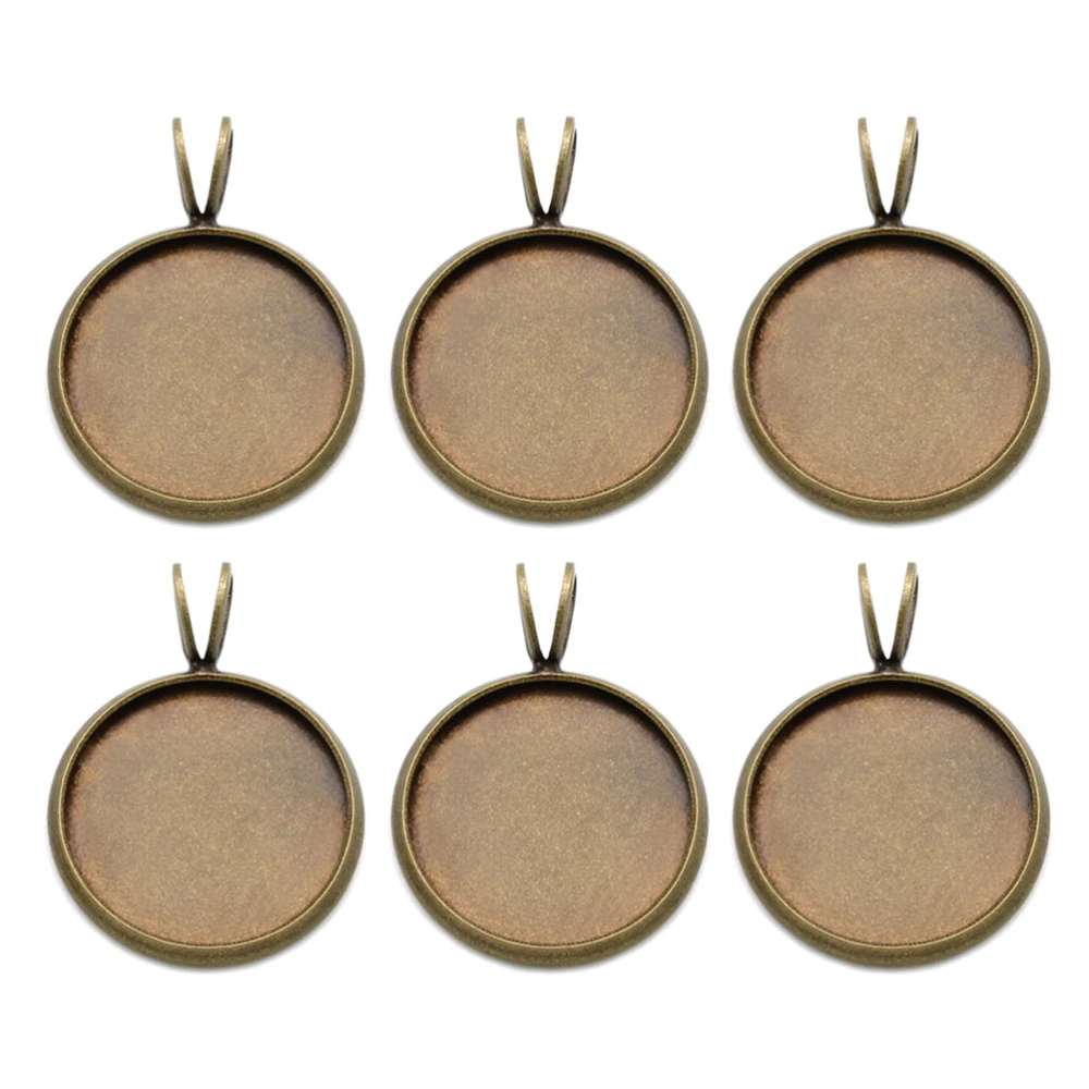 10PCS 10mm DIY Time Bezel Tray Pendant Vintage V-shaped Hanging Ring Tray Pendants DIY Round Shape Trays Pendant Creative Copper DIY Tray Pendants for DIY Crafts Jewelry Making Use (Ancient Cyan)