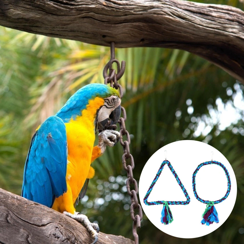 2Pcs Bird Parrot Swing Toys Cotton Rope Bird Swing Chewing Hanging Toys