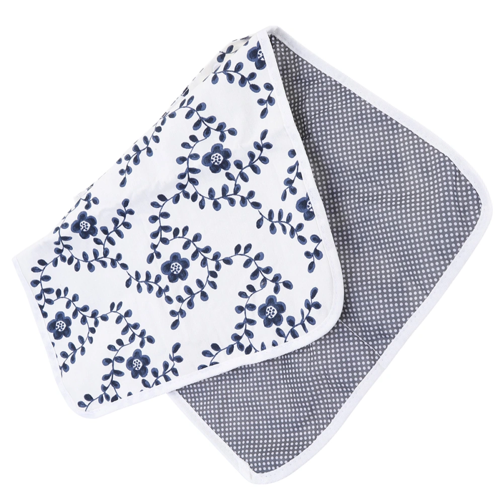 Washable Nappy Change Mat Foldable Diaper Changing Pad Infant Cotton Urinal Mat Waterproof Cotton Cloth Diaper Pad for Home Travel Outside (Blue Small Flowers)