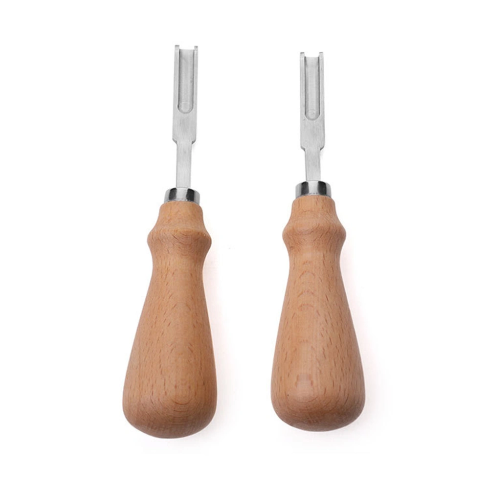 2pcs Leather Shovel Leather Beveler Trimmer Wooden Handle Skiving Tool Leather Art Supply for Store Home