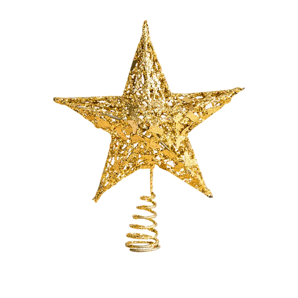 3pcs Christmas Tree Star Stereoscopic Pentagram Treetop Decor Christmas Tree Ornament Party Supplies (Golden 15cm)