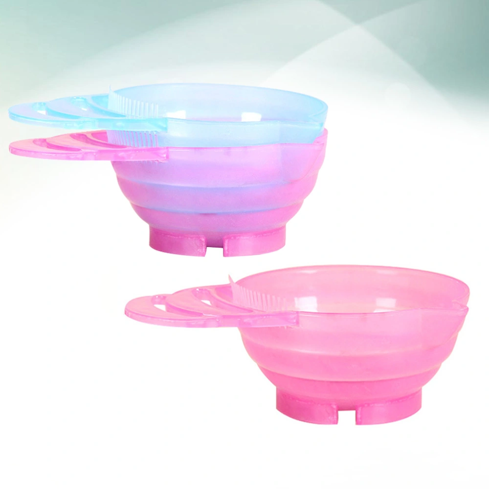 3pcs Tinting Bowl with Handle Plastic Hair Coloring Bowl Dyeing Scale Bowl for Home Salon (Random Color)