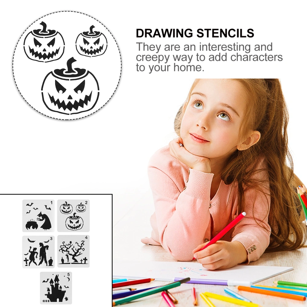 5Pcs Durable Halloween Painting Stencils Reusable Halloween Mould Template