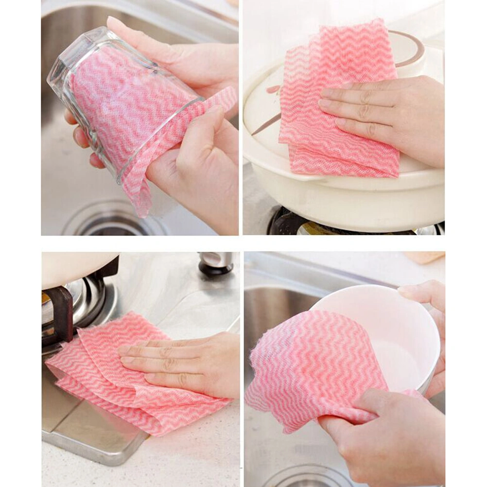 50Pcs Non-woven Kitchen Dish Towels Water Absorption Cleaning Cloth (Blue)