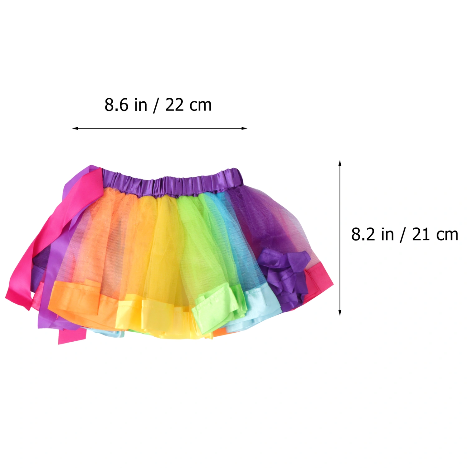 Little Girls Layered Rainbow Ribbon Tutu Skirt Dress Ballet Tiered - Size S