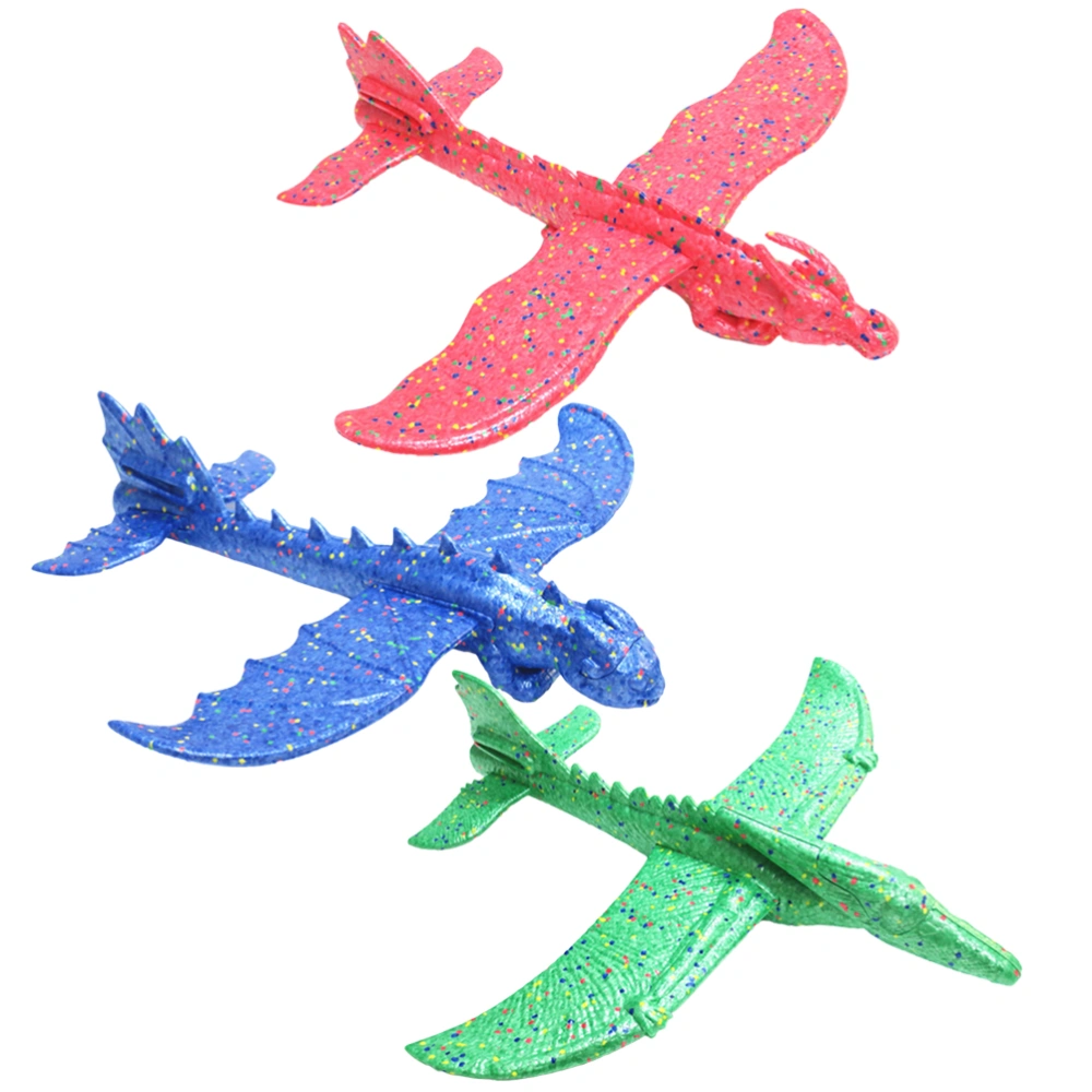 3pcs Kids Airplane Toy Hand Throw Pterosaur Chinese Dragon Aircraft Toys EPP Maneuver Throwing Glider Airplane Model (Random Color)