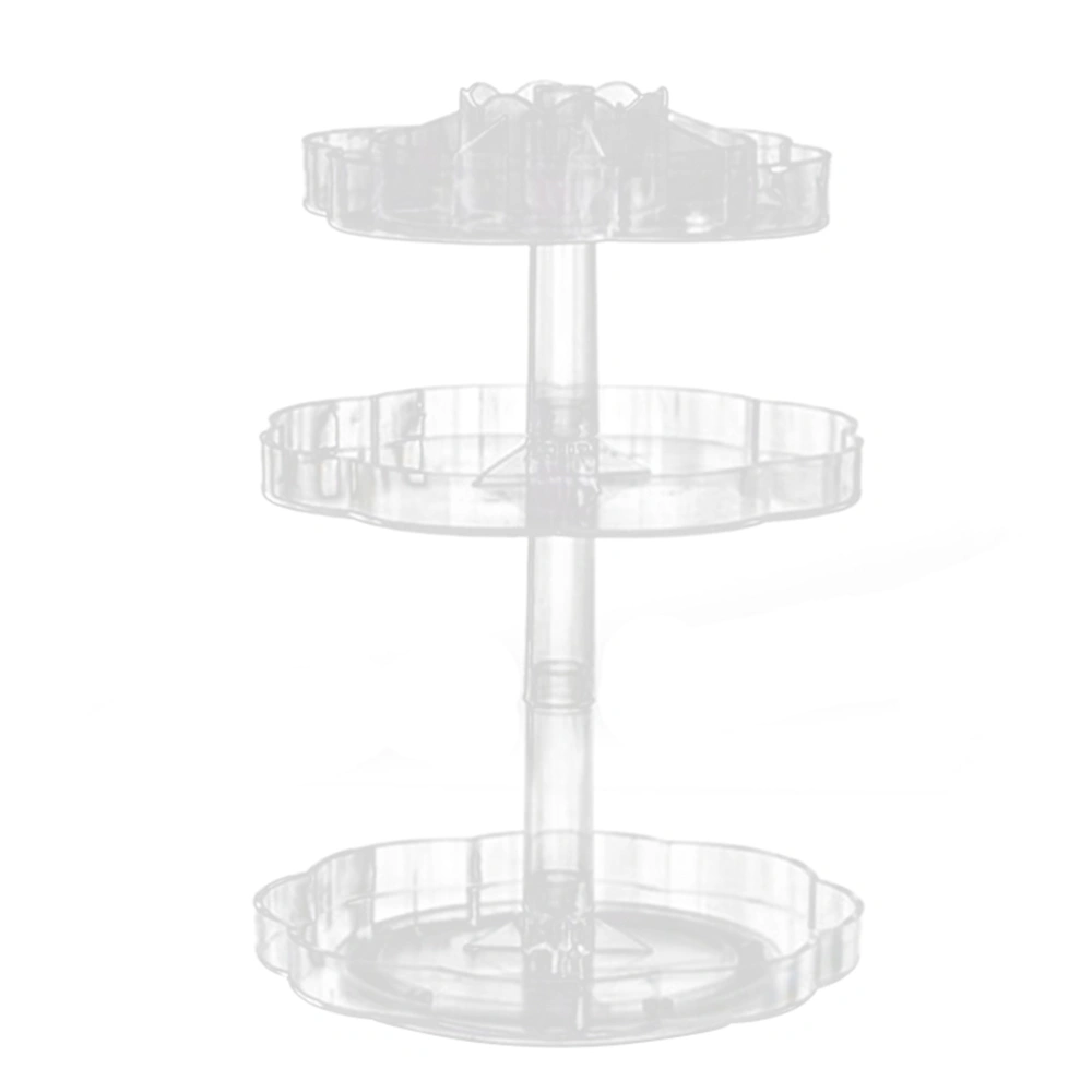 3 Tier Plastic Makeup Organizer Stand Rotatable Clear Cosmetics Storage Rack 38x26cm