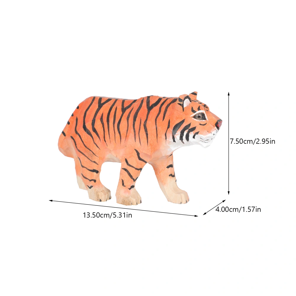 Tiger Shape Decor Tiger Statue Wood Ornament Home Tabletop Tiger Adornment