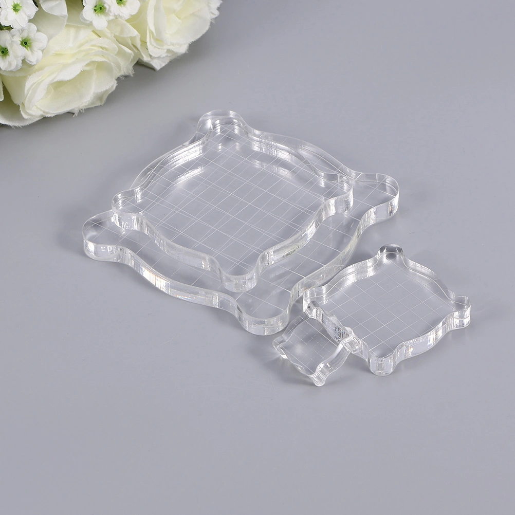 3pcs Acrylic Plate Stamp Handle Transparent Seal Accessories (5x5 + 7.5x7.5 + 2.5x2.5cm)