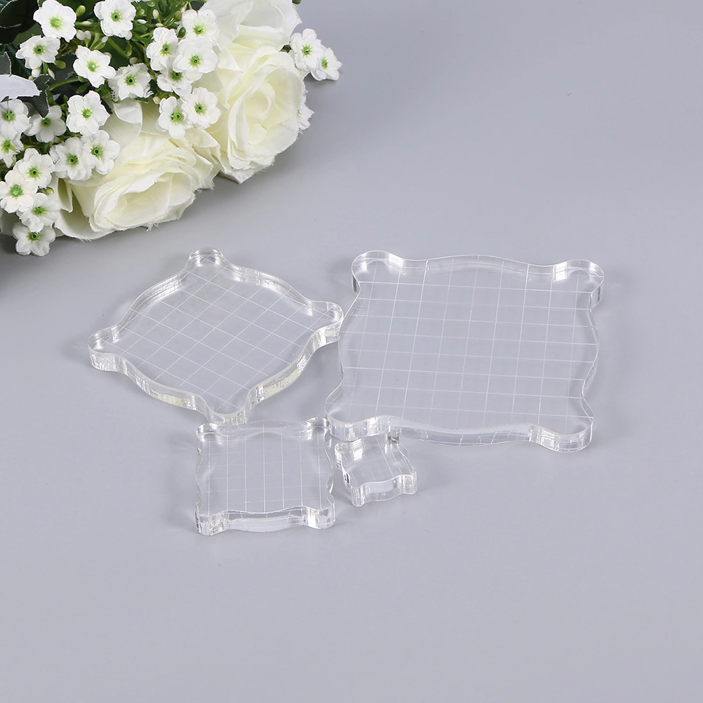 3pcs Acrylic Plate Stamp Handle Transparent Seal Accessories (5x5 + 7.5x7.5 + 2.5x2.5cm)