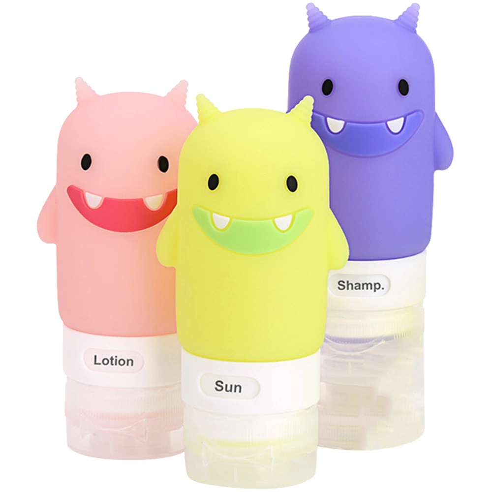 3pcs 60ml Little Bottles Travel Empty Bottle Silicone Lotion Container Squeeze Bottles Dispensers Subpackaging Bottles (Pink + Green + Purple)