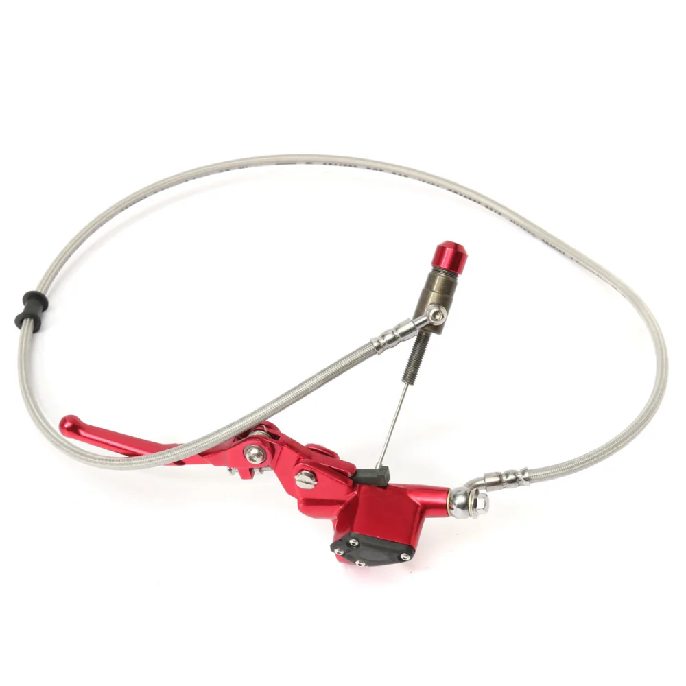 7/8 inch Universal Dirt Bike Hydraulic Brake Clutch Cross Country Motorcycle Master Cylinder Handlebar with 1.2m Cable (Red)