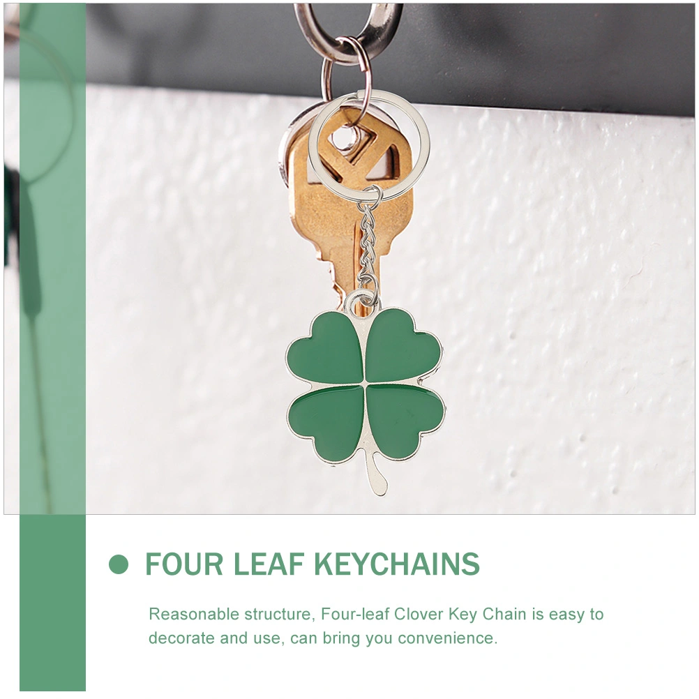 4pcs St. Patrick's Day Gift Key Chain Lucky Four-leaf Clover Key Chain Pendant