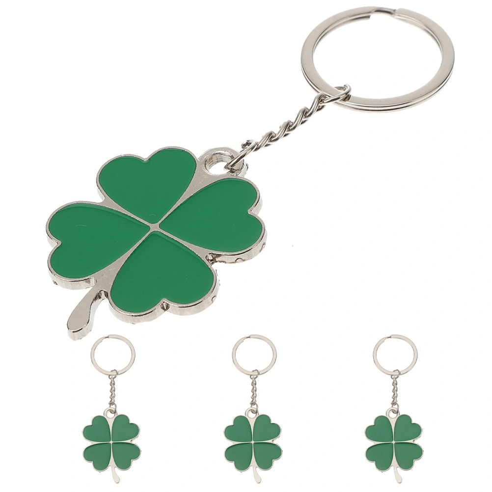 4pcs St. Patrick's Day Gift Key Chain Lucky Four-leaf Clover Key Chain Pendant