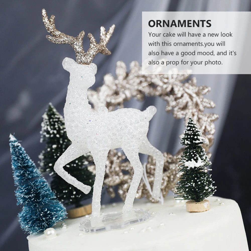 2pcs Decorative Christmas Craft Miniatures Lovely Shiny Deer Cake Ornaments