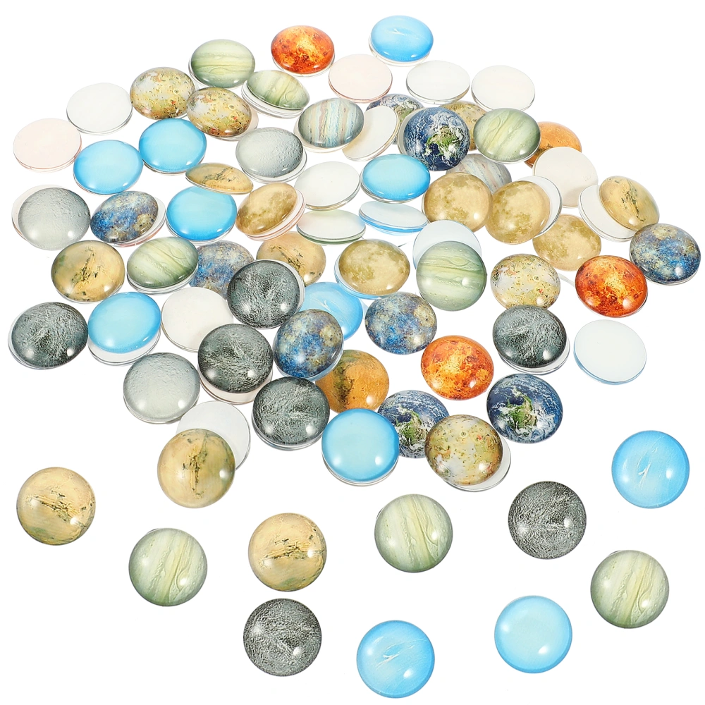 100Pcs Luminous Glass Craft DIY Gemstone Round Planet Patches Jewelry Making Gemstone