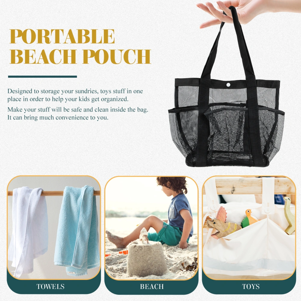 Large Mesh Beach Bag Multi-pocket Beach Tote Beach Toy Pouch Travel Toiletry Pouch